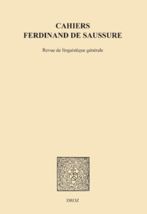 Cahiers Ferdinand de Saussure (Cover)